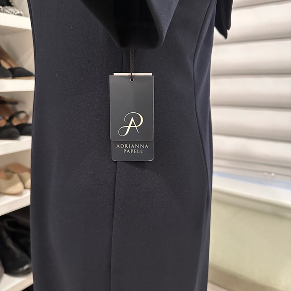 NWT Adrianna Papell short sleeve roll neck thigh high slit midnight gown sz 8 - Picture 2 of 4